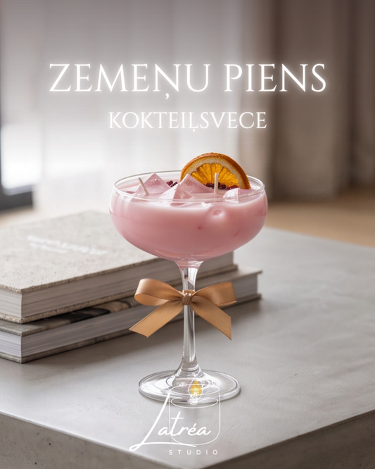 Zemeņu piens - eko vaska kokteiļsvece