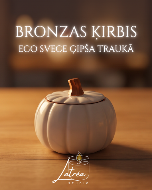 BRONZAS ĶIRBIS - eco vaska svece ģipša traukā