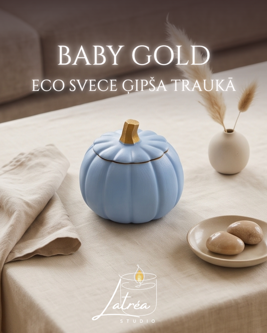 BABY GOLD - eco vaska svece ģipša traukā