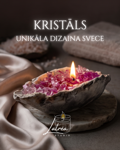Kristāls – lavandas ēteriskās eļļas svece