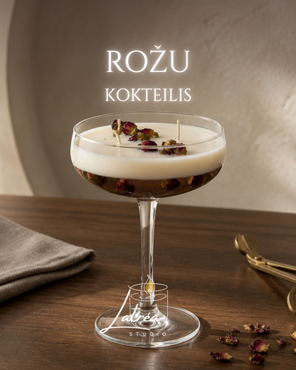 Rožu Kokteilis — rosehip scented cocktail candle